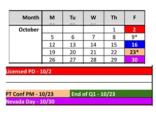 District School Academic Calendar for Northside Elementary School for October 2026