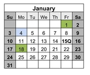 District School Academic Calendar for Pleasant Hill Elementary School for January 2027