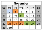 District School Academic Calendar for Pleasant Hill Elementary School for November 2026