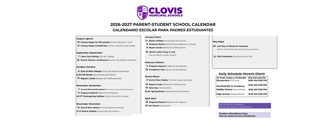 District School Academic Calendar Key for Clovis High
