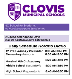 District School Academic Calendar Legend for Clovis High