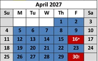 District School Academic Calendar for Maple Creek Elementary for April 2027