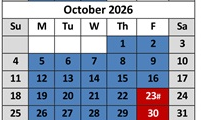 District School Academic Calendar for Maple Creek Elementary for October 2026
