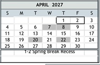 District School Academic Calendar for Duke (bobby G.) Elementary for April 2027