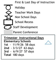District School Academic Calendar Legend for Duke (bobby G.) Elementary