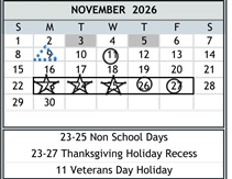 District School Academic Calendar for Duke (bobby G.) Elementary for November 2026