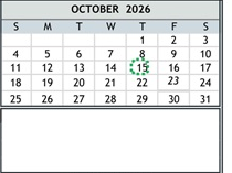 District School Academic Calendar for Duke (bobby G.) Elementary for October 2026