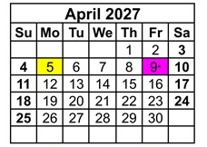 District School Academic Calendar for Cambridge High for April 2027