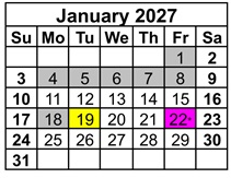 District School Academic Calendar for Cambridge High for January 2027