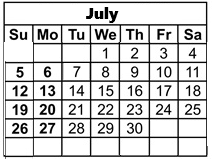 District School Academic Calendar for Cambridge High for July 2026