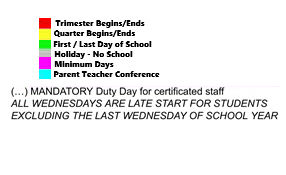 District School Academic Calendar Legend for Cambridge High