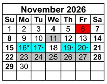 District School Academic Calendar for Cambridge High for November 2026