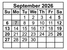 District School Academic Calendar for Cambridge High for September 2026