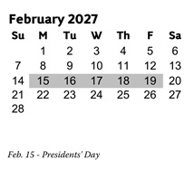 District School Academic Calendar for Acworth Elementary School for February 2027