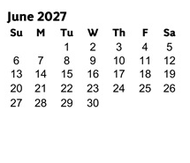 District School Academic Calendar for Acworth Elementary School for June 2027