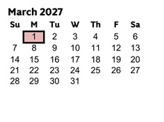 District School Academic Calendar for Acworth Elementary School for March 2027