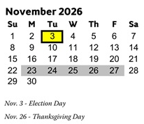 District School Academic Calendar for Acworth Elementary School for November 2026