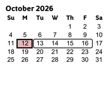 District School Academic Calendar for Acworth Elementary School for October 2026