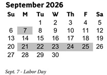District School Academic Calendar for Acworth Elementary School for September 2026
