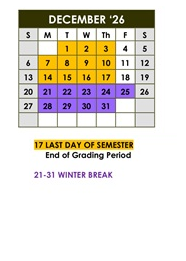 District School Academic Calendar for Central Elementary for December 2026