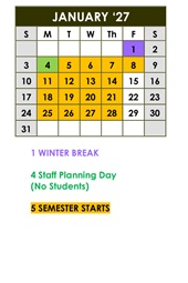 District School Academic Calendar for Central Elementary for January 2027