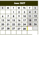 District School Academic Calendar for Central Elementary for June 2027