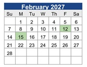 District School Academic Calendar for Bloomington High for February 2027