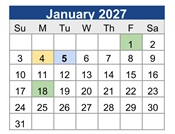 District School Academic Calendar for Bloomington High for January 2027