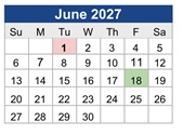 District School Academic Calendar for Bloomington High for June 2027