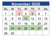 District School Academic Calendar for Bloomington High for November 2026
