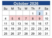 District School Academic Calendar for Bloomington High for October 2026