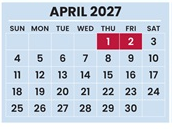 District School Academic Calendar for Africentric Elementary School for April 2027