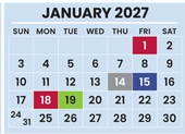 District School Academic Calendar for Africentric Elementary School for January 2027