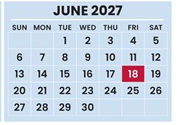 District School Academic Calendar for Africentric Elementary School for June 2027