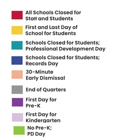 District School Academic Calendar Legend for Africentric Elementary School