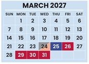 District School Academic Calendar for Africentric Elementary School for March 2027