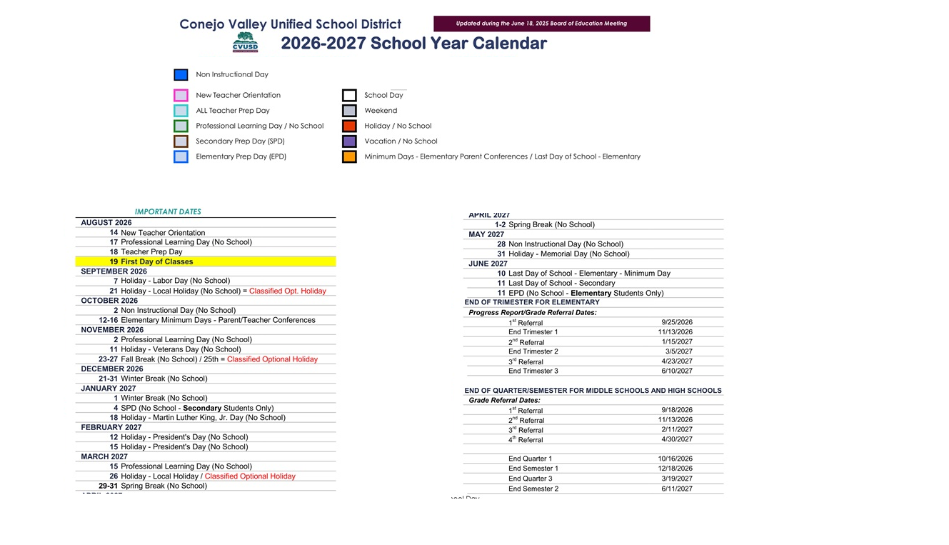 District School Academic Calendar Key for Acacia Elementary