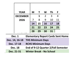 District School Academic Calendar for El Camino High (CONT.) for December 2026