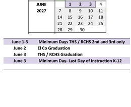 District School Academic Calendar for El Camino High (CONT.) for June 2027