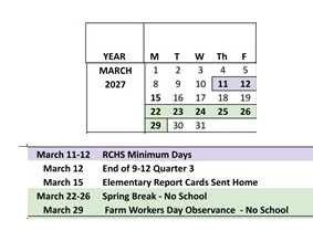 District School Academic Calendar for El Camino High (CONT.) for March 2027