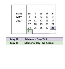 District School Academic Calendar for El Camino High (CONT.) for May 2027