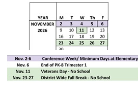 District School Academic Calendar for El Camino High (CONT.) for November 2026