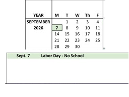 District School Academic Calendar for El Camino High (CONT.) for September 2026