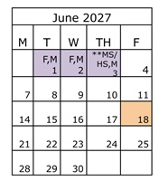 District School Academic Calendar for Cypress Elementary for June 2027