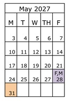 District School Academic Calendar for Cypress Elementary for May 2027