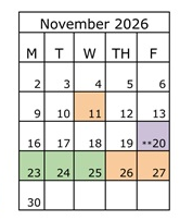 District School Academic Calendar for Cypress Elementary for November 2026