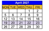District School Academic Calendar for Eden Park School for April 2027
