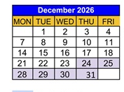 District School Academic Calendar for Eden Park School for December 2026