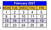 District School Academic Calendar for Eden Park School for February 2027