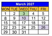District School Academic Calendar for Eden Park School for March 2027
